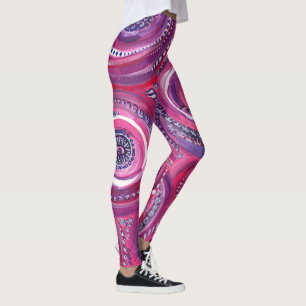 Leggings Cercles roses et violets et tourbillons Art origin