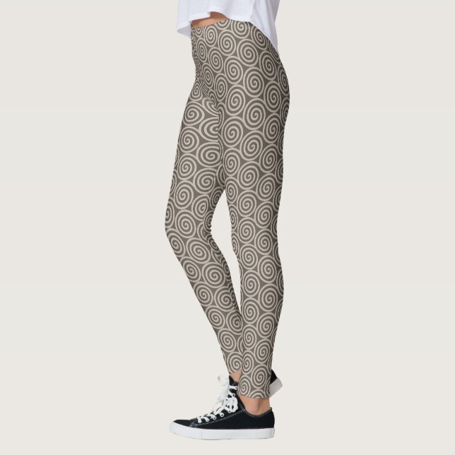 Leggings Cercles spiraux Abstraits élégants sur Brown (Gauche)