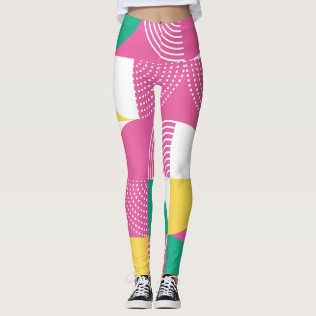 Leggings Cercles vintages : Harmonie Graphique. (Devant)