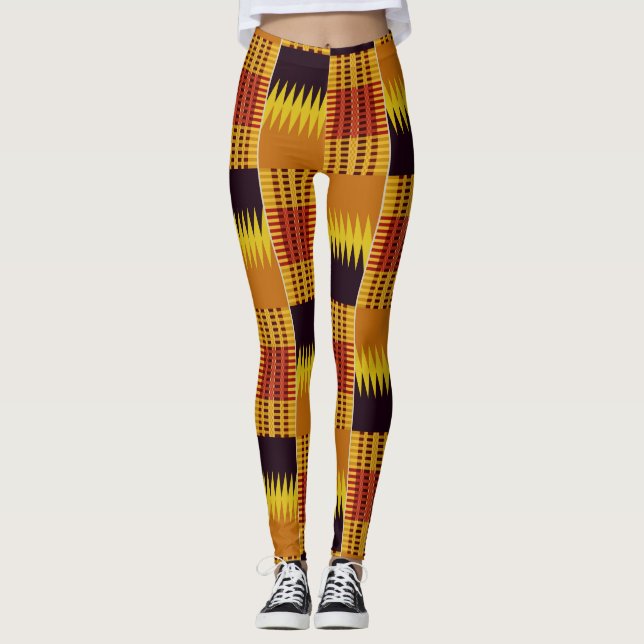 Leggings Cérémonie des Motifs africains de Kente Textile (Devant)