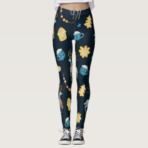 Leggings Cerfs de Noël : Aquarelle Motif sans ambages