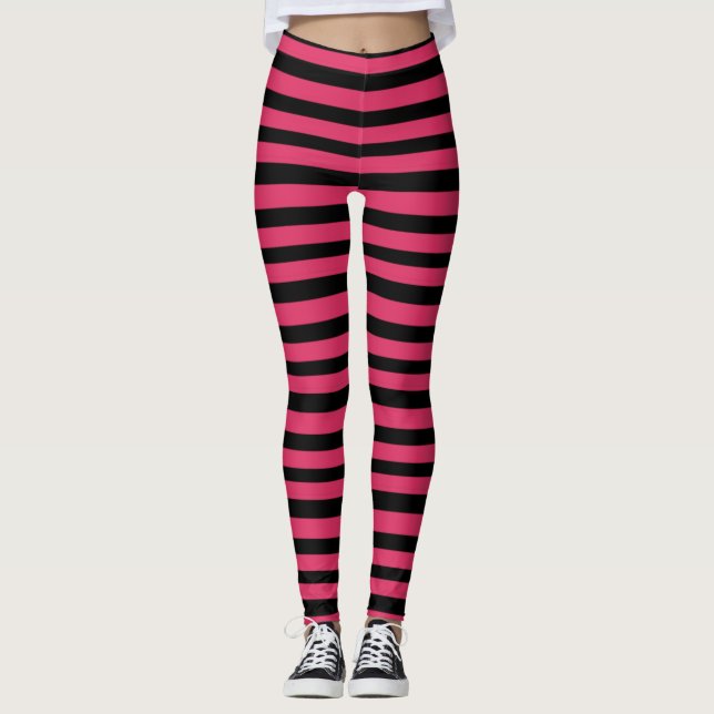 Leggings Cerise et rayures noires (Devant)