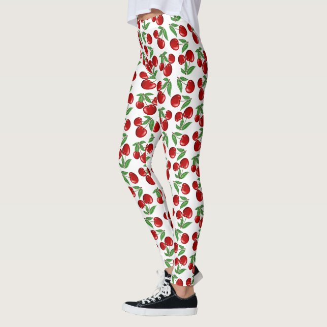 Leggings Cerises rouges partout sur Motif (Gauche)