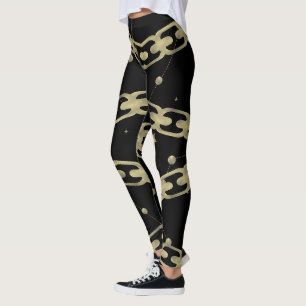 Leggings Chaîne d'or Faux Gold Constellation Stars Lune