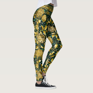 Leggings Chaîne d'or Shamrock floral noir