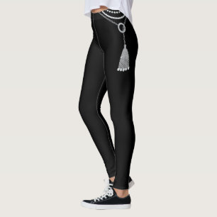 Leggings Chaînes d'argent Tassel et perles