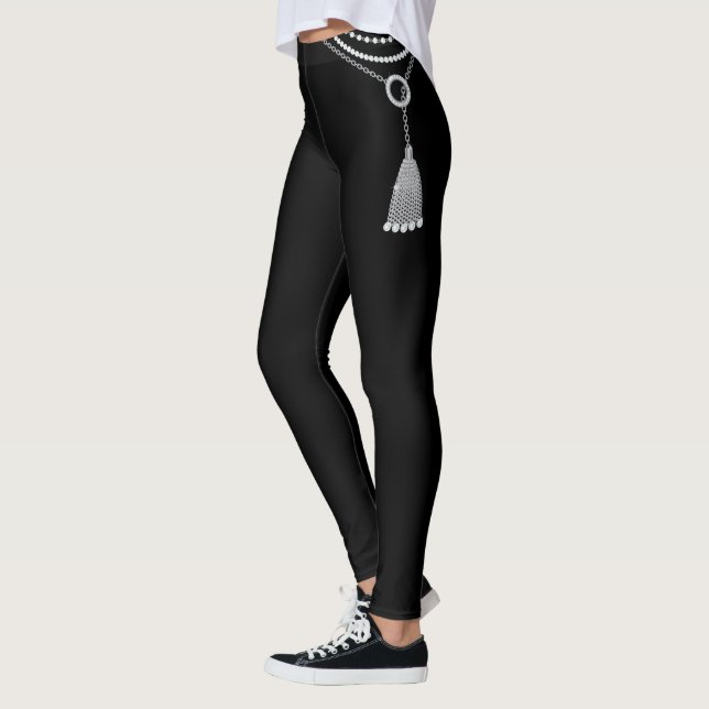 Leggings Chaînes d'argent Tassel et perles (Gauche)