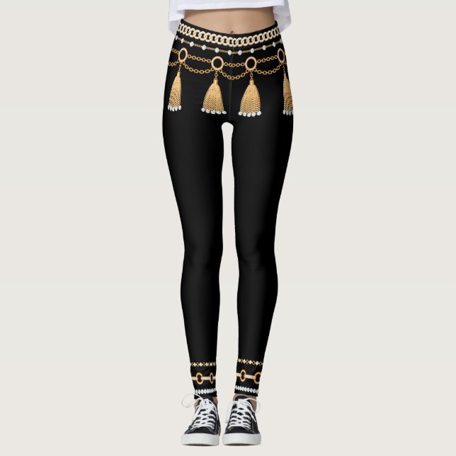 Leggings Chaînes de danseur du ventre à faux (Devant)