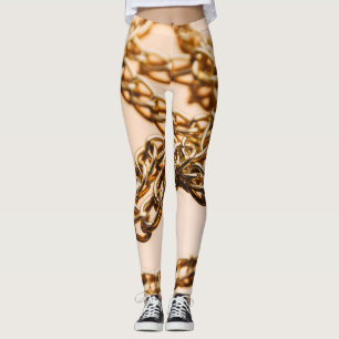 Leggings Chaînes D'Or, Reflective Surface Luxe.