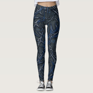 Leggings Chaînes et pointes de cobalt : Industriel froid