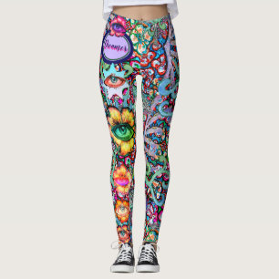 Leggings Chakra Rêveur Floral Coloré Inhabituel Mystique
