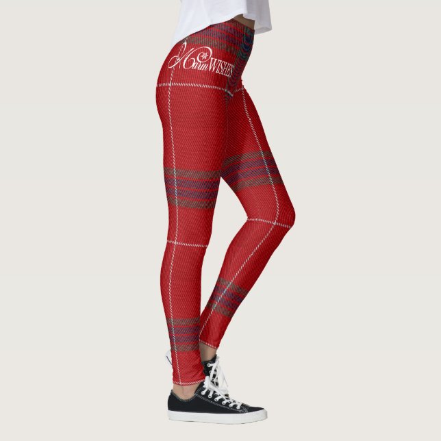 Leggings Chaleureux Voeux Tartan Rouge ID589 (Droite)
