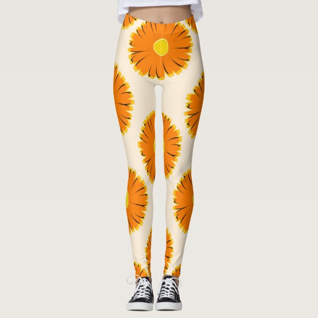 Leggings Chamomilles : Modèle Floral Vintage. (Devant)