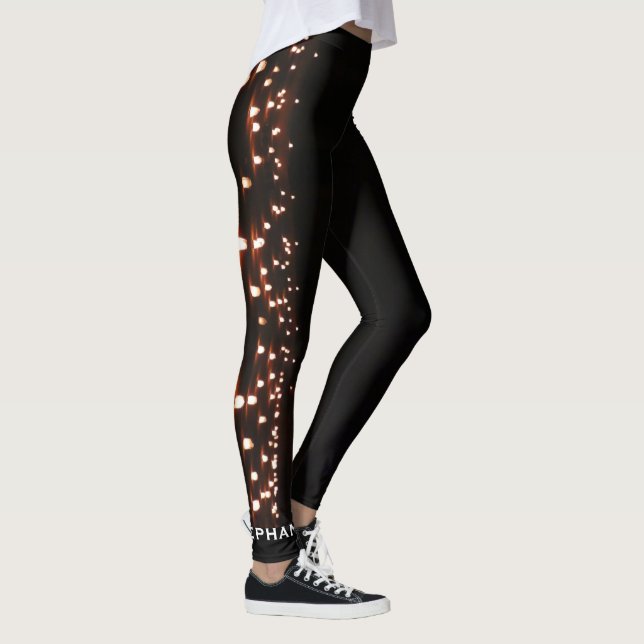 Leggings Champ de bougies Personnalisé, Nom, Yoga moderne (Droite)