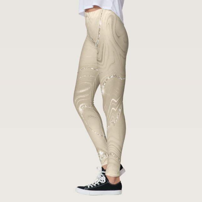 Leggings Champagne Arrière - plan Parties scintillant blanc (Gauche)