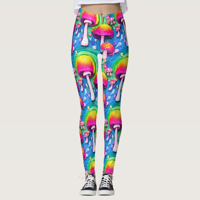 Leggings Champignons mignons colorés Motif sans joint (Devant)