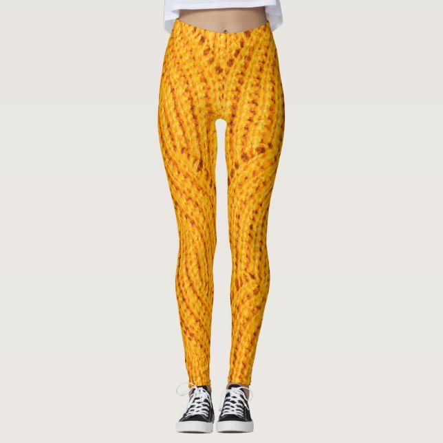Leggings Chandail en tricot orange, arrière - plan texturé. (Devant)