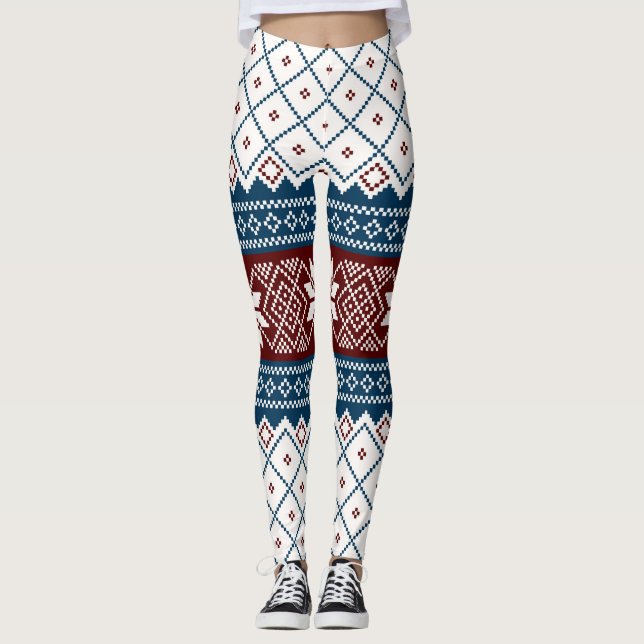 Leggings Chandail nordique de Noël (Devant)