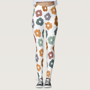 Leggings Charme Floral et Botanique Bohème Rétro Terreux