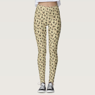 Leggings Charme Vintage Tournesol Ton Sépia