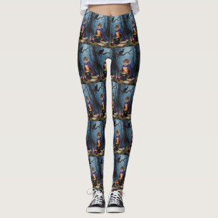 Leggings Chat Abyssin  Peinture fantaisiste d'Halloween 