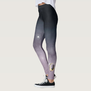 Leggings Chat caricature mignon sur la lune