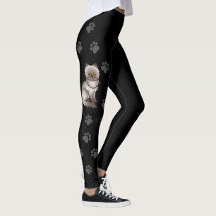 Leggings Chat de dessin animé mignon persan lilas & pattes