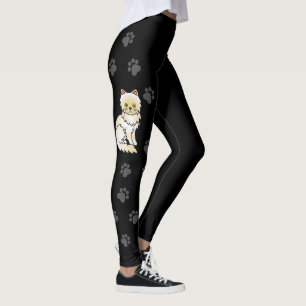 Leggings Chat de dessin animé persan crème mignon & emprein