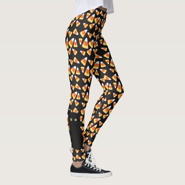 Leggings Chat drôle Candy maïs motif Halloween amusant (Droite)