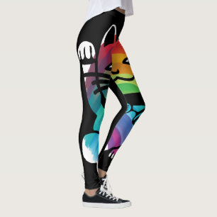 Leggings Chat japonais de bonne chance avec arc-en-ciel