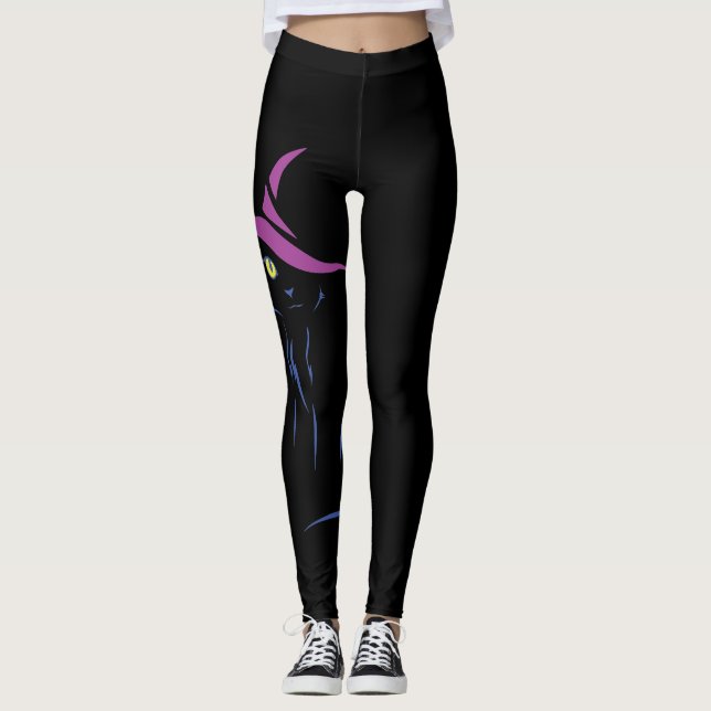 Leggings Chat noir d'Halloween (Devant)