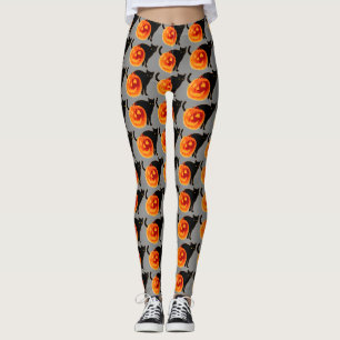 Leggings Chat noir d'Halloween et Jack-O-Lantern