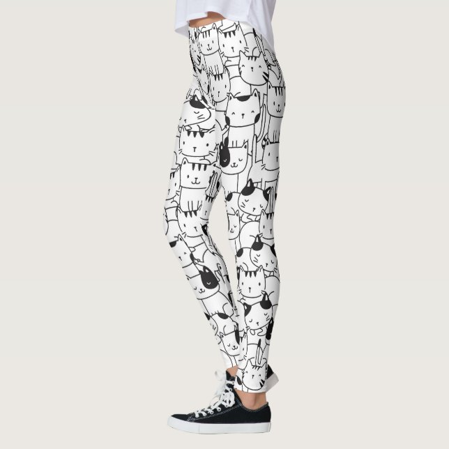 Leggings Chat noir et blanc Motif mignet (Gauche)