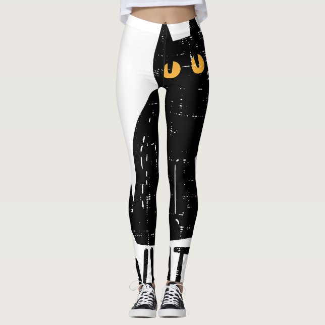 Leggings Chat Noir Quel Couteau Drôle animal meurtrier d'Ha (Devant)