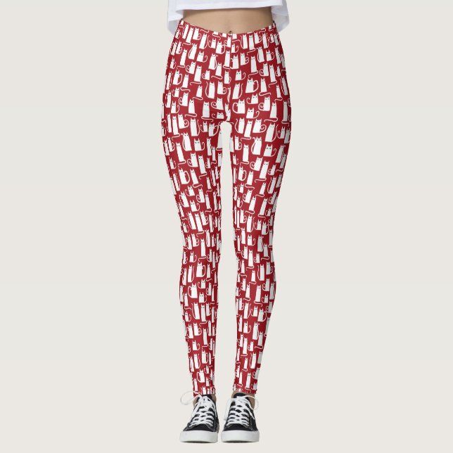 Leggings Chat Rouge Blanc (Devant)