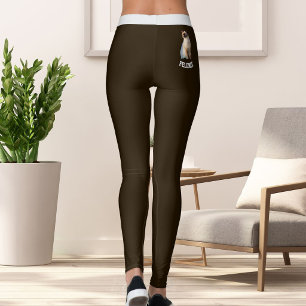 Leggings Chat Siamois Mignon Personnalisé Photo Nom Marron