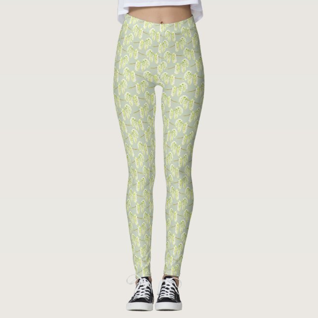 Leggings Chatons à saules verts Légumineuses motifs (Devant)