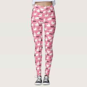 Leggings Chats Amusants En Yoga Poses Positions Motif Rose