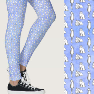 Leggings Chats bleus mignons motif fantaisiste