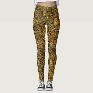 Leggings Chats de style Gold Nouveau