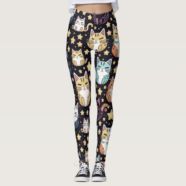 Leggings chats et étoiles (Devant)