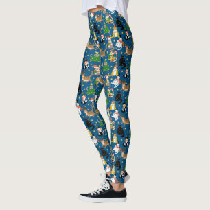 Leggings Chats Festifs en Costumes de Noël Motif