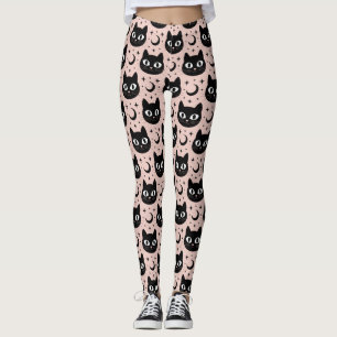 Leggings Chats noirs mignons & Halloween céleste