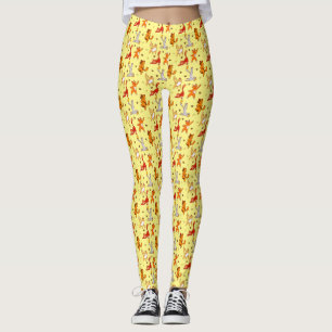 Leggings Chats Pratiquer Yoga Motif Pale Jaune
