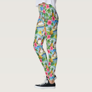 Leggings Chats tropicaux colorés