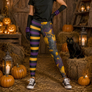 Leggings Chatte de sorcière Halloween amusante Citrouille r