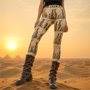 Leggings Chatte Déesse Égyptienne Antique Vintage & Hiérogl