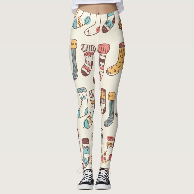 Leggings Chaussettes Doodle mignonnes : Simplicité scandina (Devant)