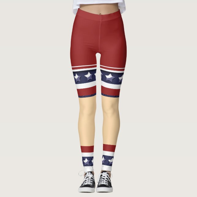 Leggings Chaussettes patriotiques drôles de shorts (Devant)
