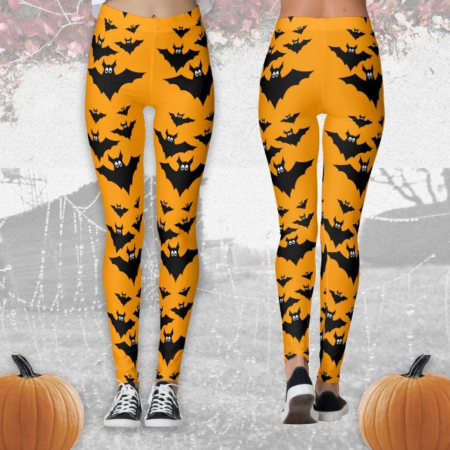 Leggings Chaussure cool Bats volants Halloween Noir et Oran (Créateur téléchargé)